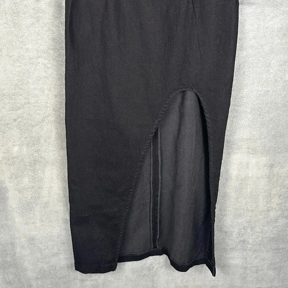 Reformation Jeans Dress Womens 6 Black Grazia Denim Midi Sleeveless Party Sexy - Picture 4 of 15